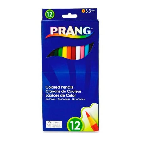 Dixon Prang Colored Pencils, Assorted Lead, Assorted Barrel, 12/Set 22120